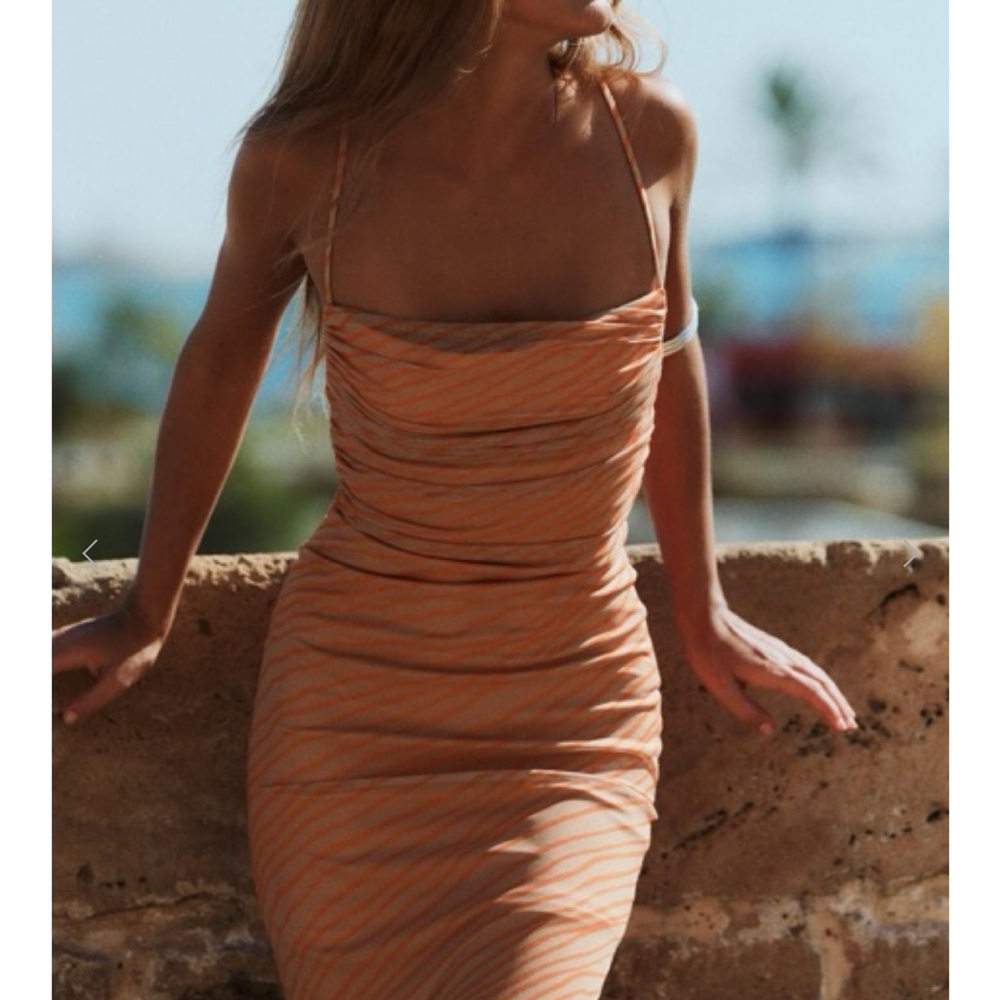 ZARA Draped printed tulle dress